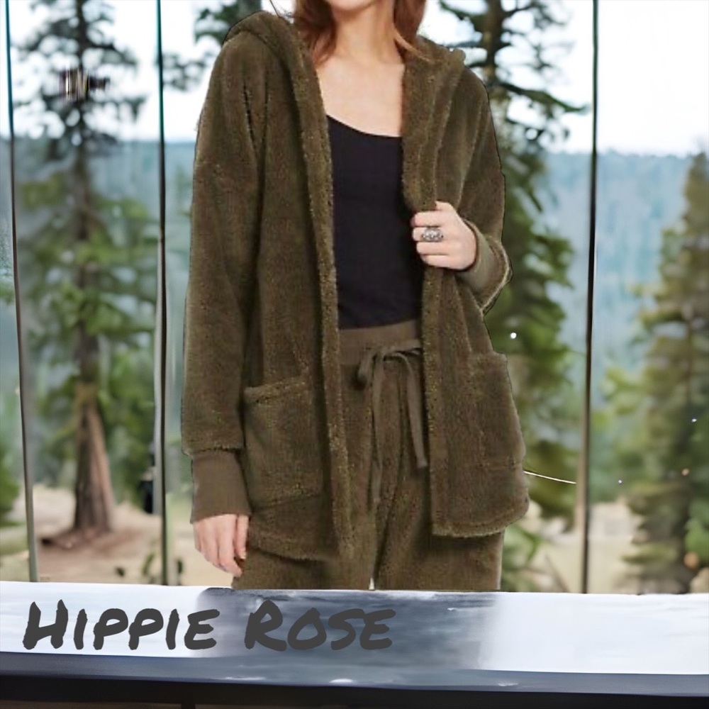🌺NWT Hippie Rose Juniors Pocket Plush Hoodie Cardigan XS🌺
